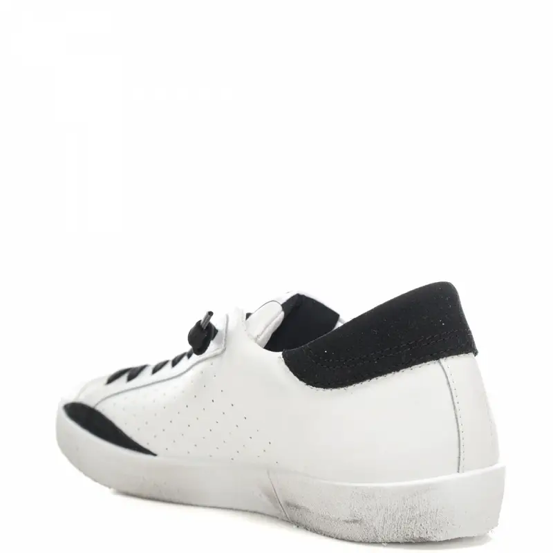 sneakers da uomo prime star in vera pelle con inserti in suede bianco nero miniatura 3