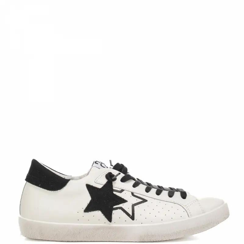 sneakers da uomo prime star in vera pelle con inserti in suede bianco nero