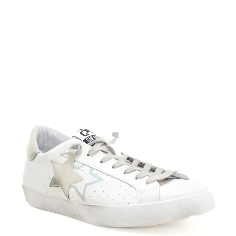 sneakers da uomo prime star in vera pelle con inserti in suede effetto vintage bianco ghiaccio miniatura 3