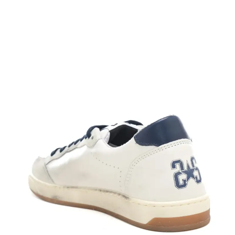 sneakers da uomo week star in vera pelle con inserti a contrasto colore bianco blu miniatura 3