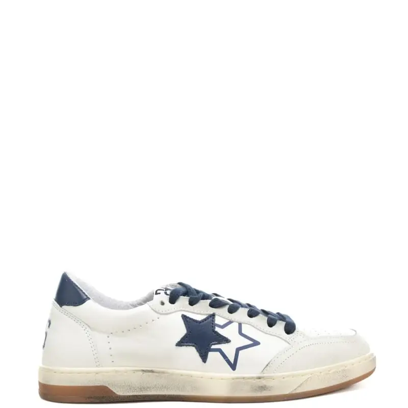 sneakers da uomo week star in vera pelle con inserti a contrasto colore bianco blu