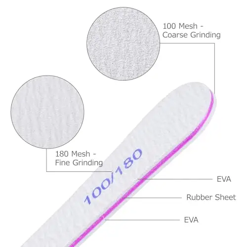 20 Pezzi lime per unghie 100/180, lima per unghie professionale a doppia faccia riutilizzabile per uso domestico e miniatura 3
