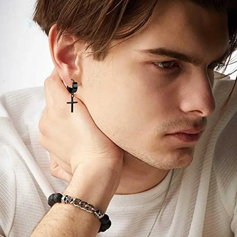 VELESAY Orecchini Uomo Nero 1219070 miniatura 2