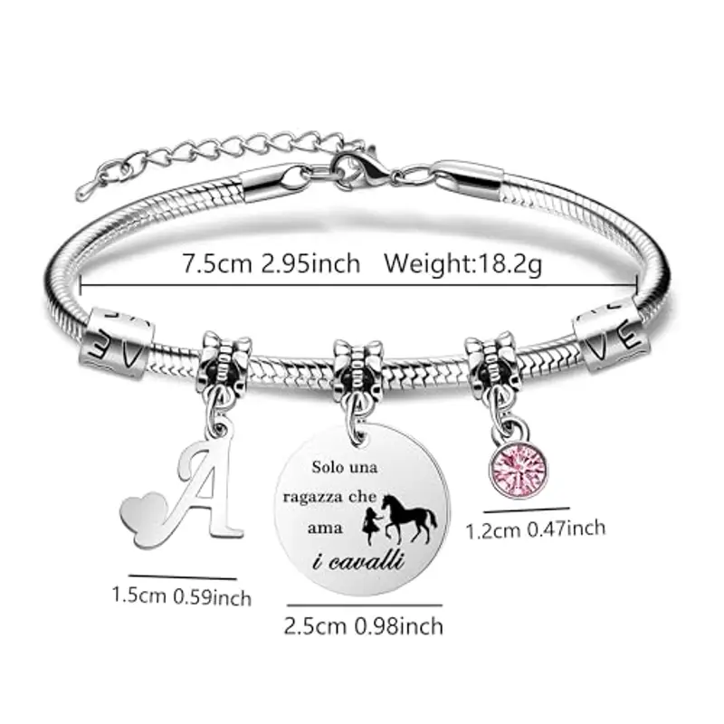 26 Lettere Iniziali Braccialetti Di Cavallo"Solo Una Ragazza Che Ama i Cavallo"Braccialetto Di Cavallo Per Le Donne Ragazze (A) miniatura 2