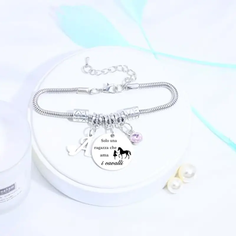 26 Lettere Iniziali Braccialetti Di Cavallo"Solo Una Ragazza Che Ama i Cavallo"Braccialetto Di Cavallo Per Le Donne Ragazze (A) miniatura 3