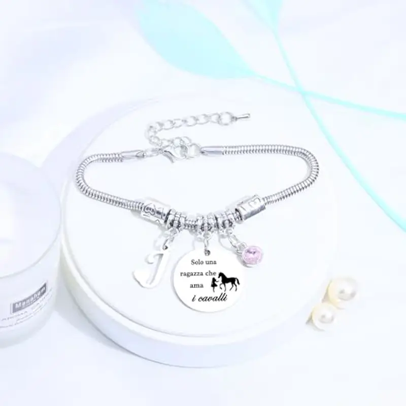 26 Lettere Iniziali Braccialetti Di Cavallo"Solo Una Ragazza Che Ama i Cavallo"Braccialetto Di Cavallo Per Le Donne Ragazze (J) miniatura 3