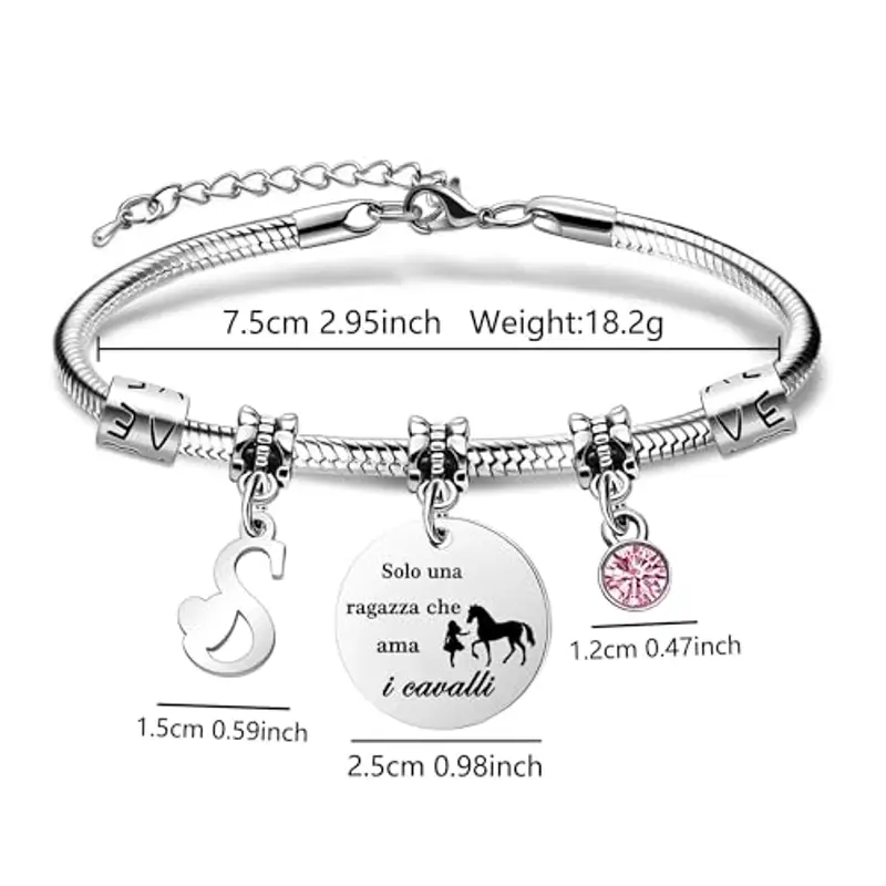 26 Lettere Iniziali Braccialetti Di Cavallo"Solo Una Ragazza Che Ama i Cavallo"Braccialetto Di Cavallo Per Le Donne Ragazze (S) miniatura 2