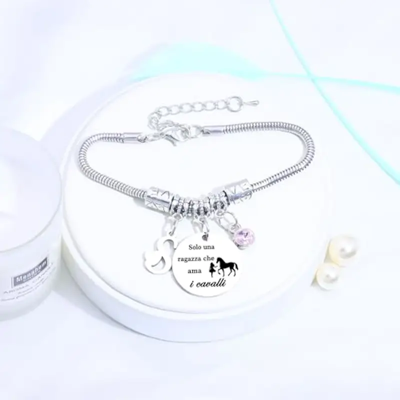 26 Lettere Iniziali Braccialetti Di Cavallo"Solo Una Ragazza Che Ama i Cavallo"Braccialetto Di Cavallo Per Le Donne Ragazze (S) miniatura 3