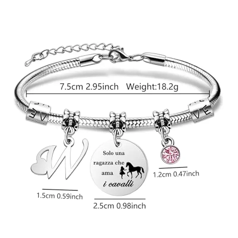26 Lettere Iniziali Braccialetti Di Cavallo"Solo Una Ragazza Che Ama i Cavallo"Braccialetto Di Cavallo Per Le Donne Ragazze (W) miniatura 2