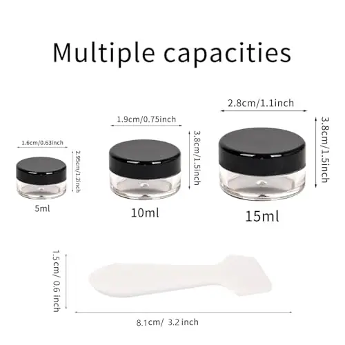 27 barattoli vuoti in plastica per cosmetici, contenitori da 5 ml, contenitori per campioni per cosmetici, vasetti per miniatura 2
