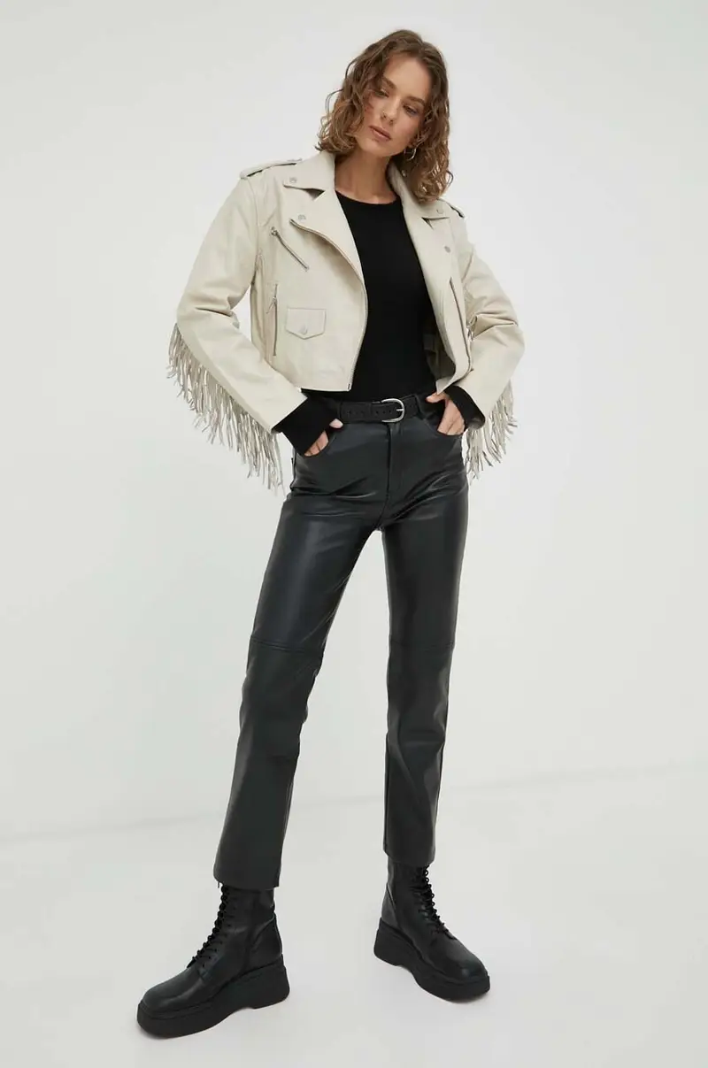 giacca da motociclista donna Beige miniatura 2