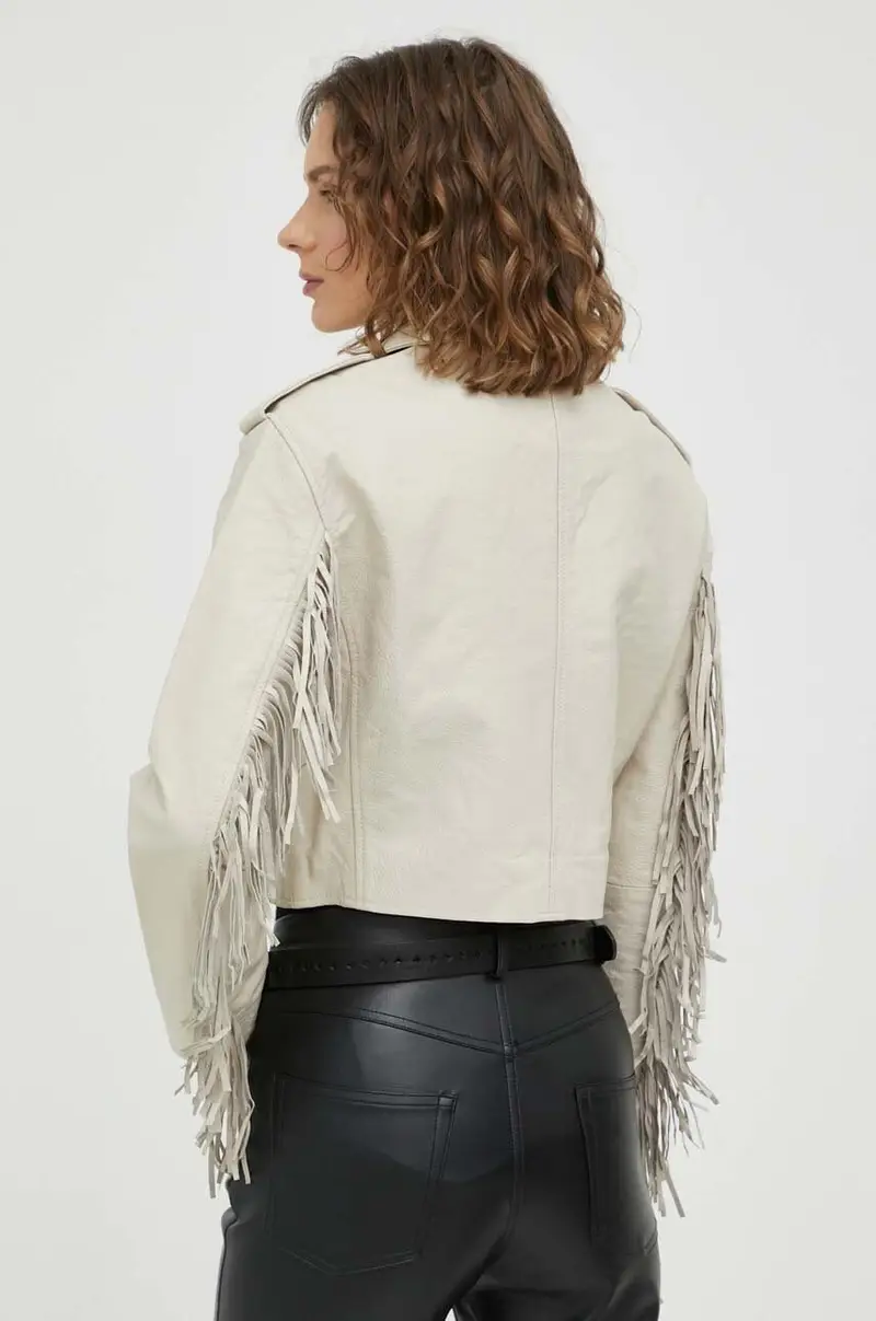 giacca da motociclista donna Beige miniatura 3