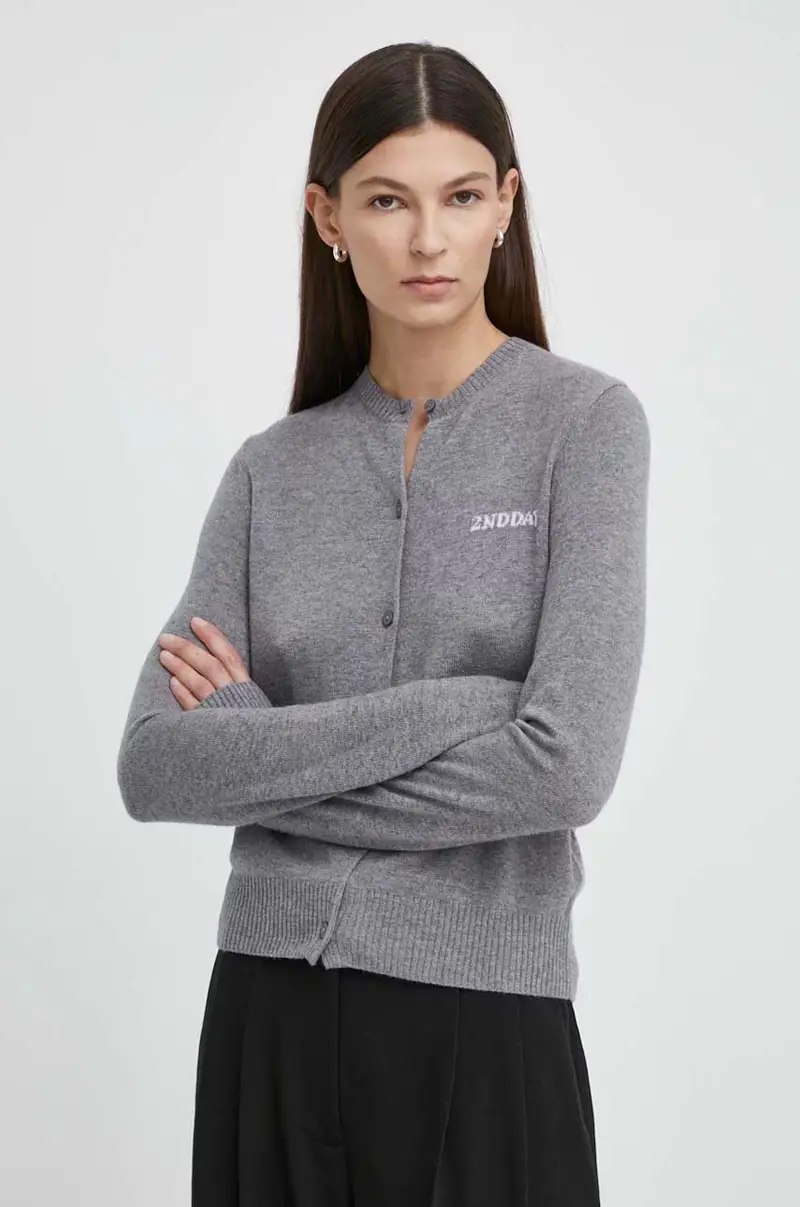 kardigan con aggiunta di lana 2ND Vinny TT - Soft Wool Blen colore grigio 2000341408