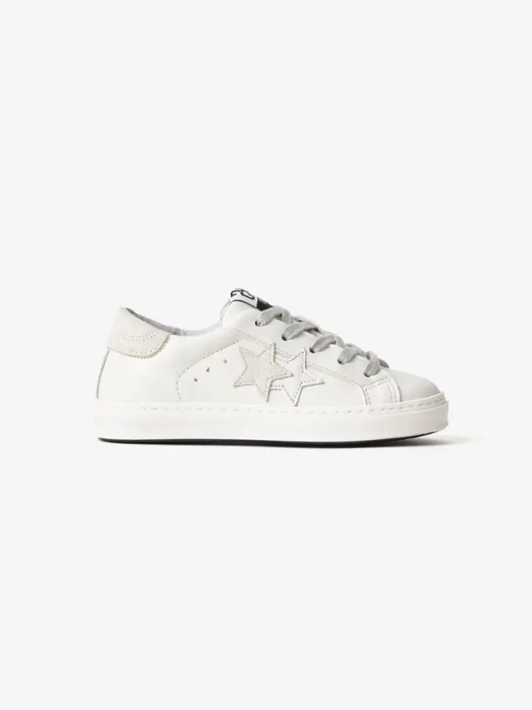 sneakers junior in pelle bianca