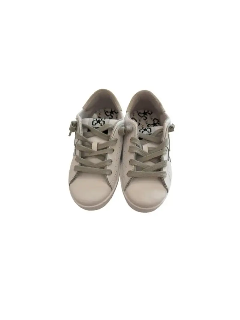 2stars scarpe bianche bambina in pelle con dettagli camoscio tortora miniatura 3