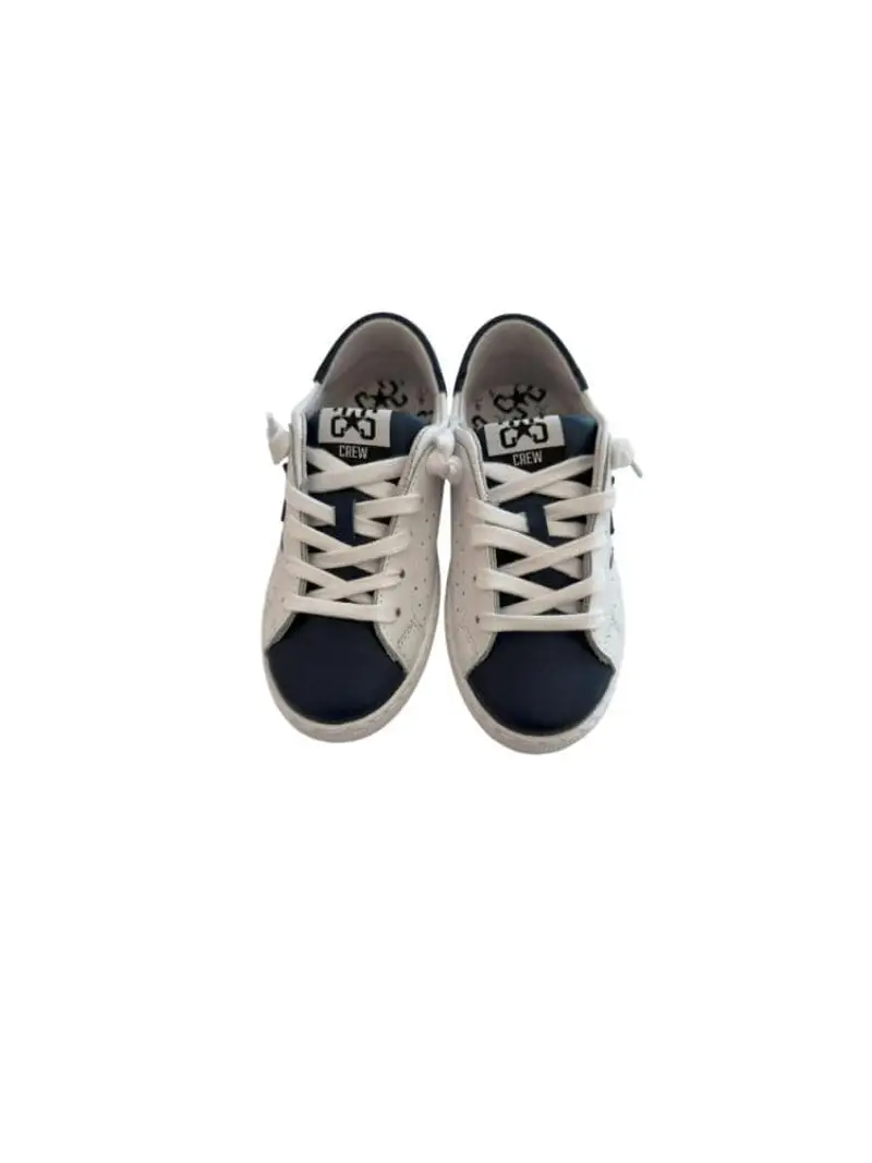 2stars scarpe bianche bambino in pelle con dettagli blu navy miniatura 3