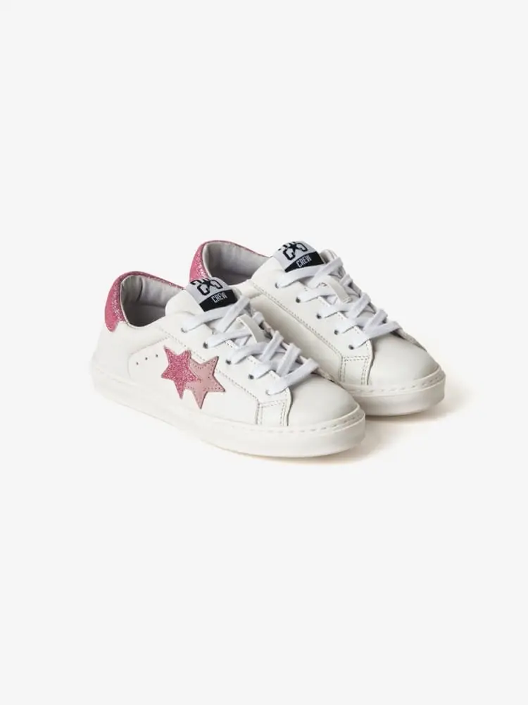 scarpe bianche donna dettagli rosa miniatura 2