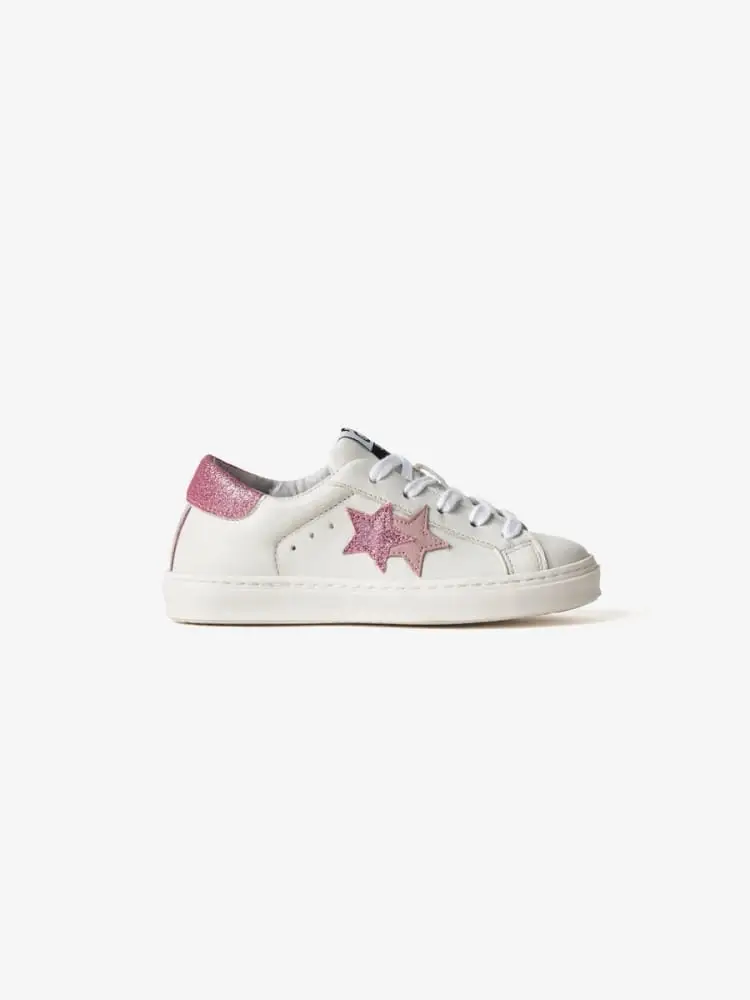 scarpe bianche donna dettagli rosa