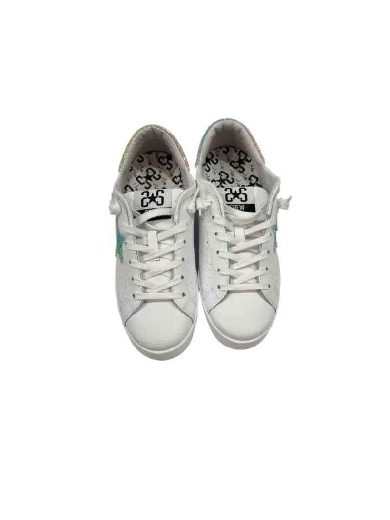 2stars scarpe bianche donna in pelle con glitter multicolor miniatura 2