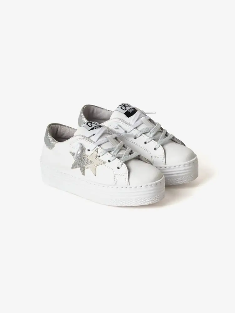 scarpe bianche donna logo con glitter miniatura 2