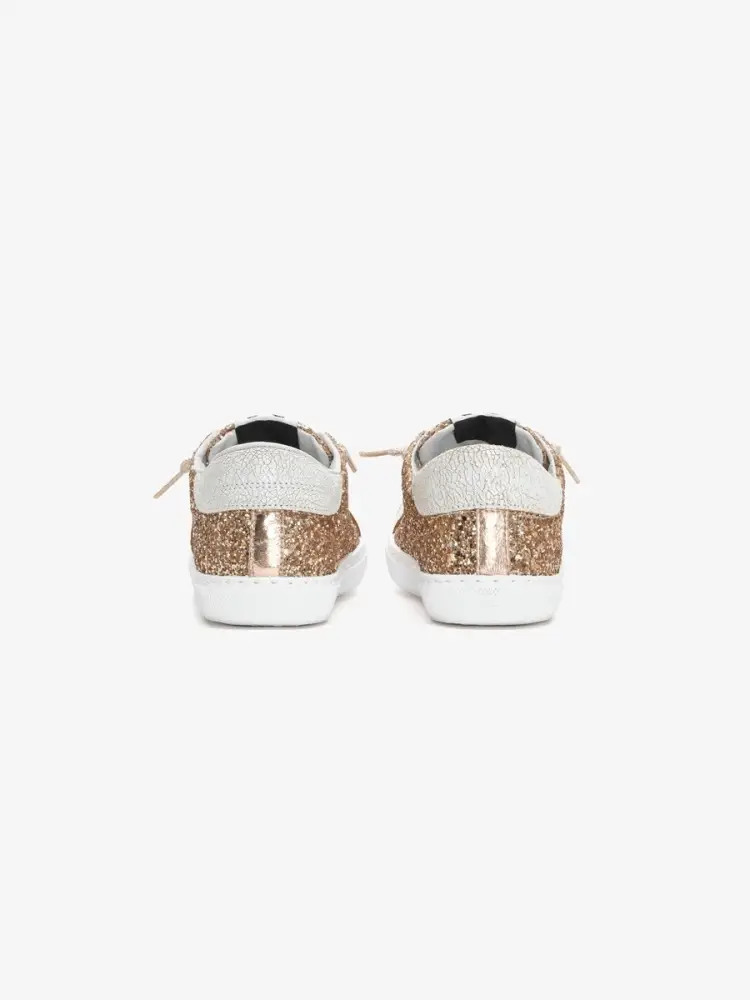 scarpe oro donna in pelle con glitter all over miniatura 3