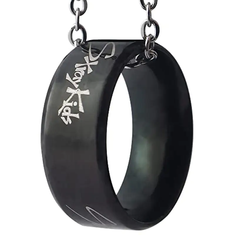 3 Kpop Stray Kids randagi bambini Merch anello con collana, randagi bambini gioielli in acciaio inossidabile per regali, Acciaio inossidabile miniatura 3