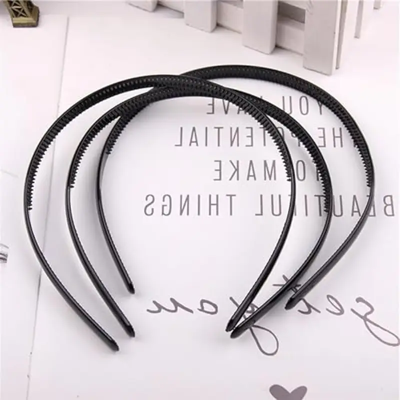 3 Pezzi 8 mm Capelli in Nero Cerchietti Coperto di Nastro Accessorio dei Capelli?Cerchietto Artigianale Fai-da-Te Cerchietti Bulk Semplici e Sottili Accessorio per Capelli miniatura 3