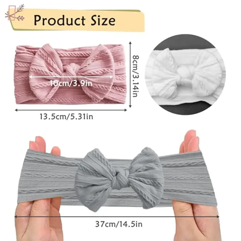 3 pezzi Fascia per turbante per neonato Fasce per capelli per neonato Fiocchi per bambina Fiocco morbido Copricapo miniatura 3