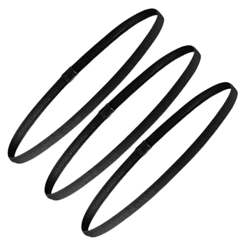 3 Pezzi Sportiva Fascia Capelli,Fascia Capelli Uomo,Fascia Elastico Capelli,Antiscivolo,Sottile,Nero?Uomo e Donna per Sport Bicicletta Jogging Yoga Basket Calcio Tennis