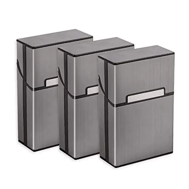 3 portasigarette in metallo con chiusura magnetica, portasigarette in alluminio, alloggiamento in plastica rinforzata e