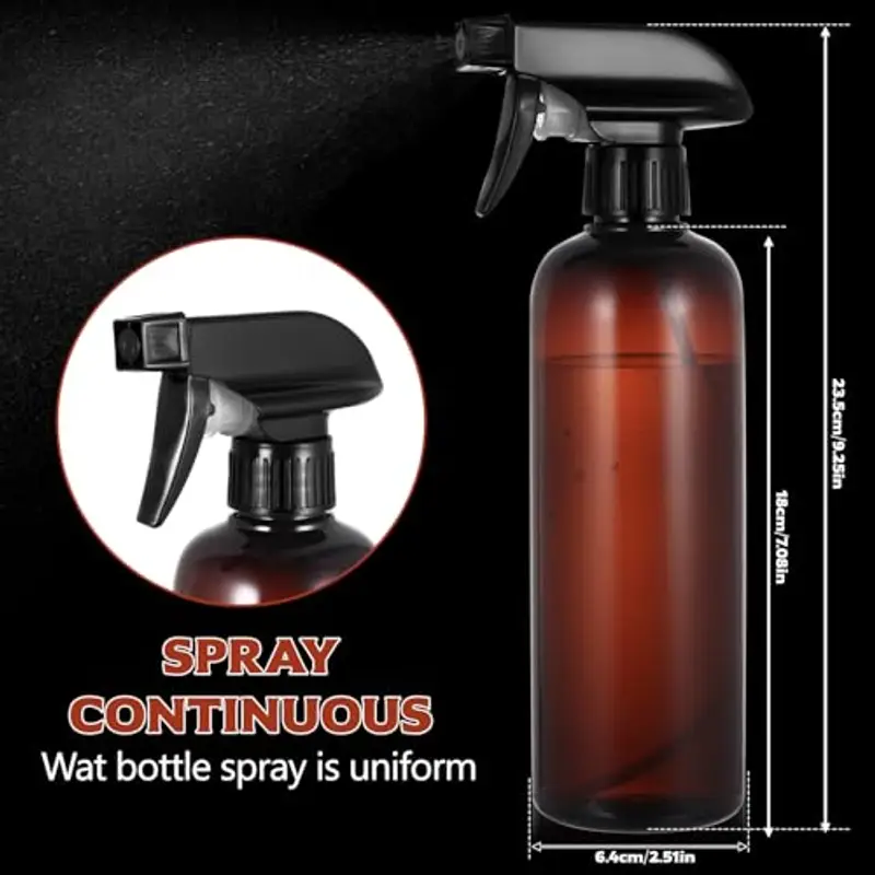 3 Pz 500ml Spruzzino Nebulizzatore Piante, Spruzzino per Piante Nebulizzatore Acqua, Bottiglie Flacone Spray Vuoto, Empty Spray Bottles Plastica Grilletto Spruzzatore per Pulizia Giardino(Marrone) miniatura 2