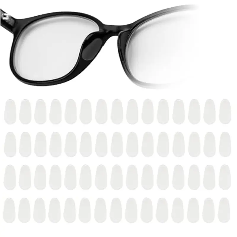 30 Paia Naselli per Occhiali Silicone,Naselli Antiscivolo per Occhiali,Adesivi Nasello in Silicone per Occhiali da Sole Occhiali da Vista(1mm Trasparente)