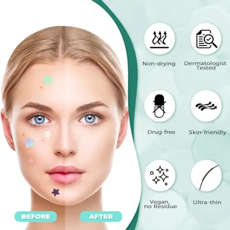 397 Pezzi Cerotti Brufoli, Invisibile Naturale Hydrocolloid Patch 2 in 1 Giorno e Notte Che Invisibile Patch Brufoli Assorbenti Impermeabile e Traspirante miniatura 2
