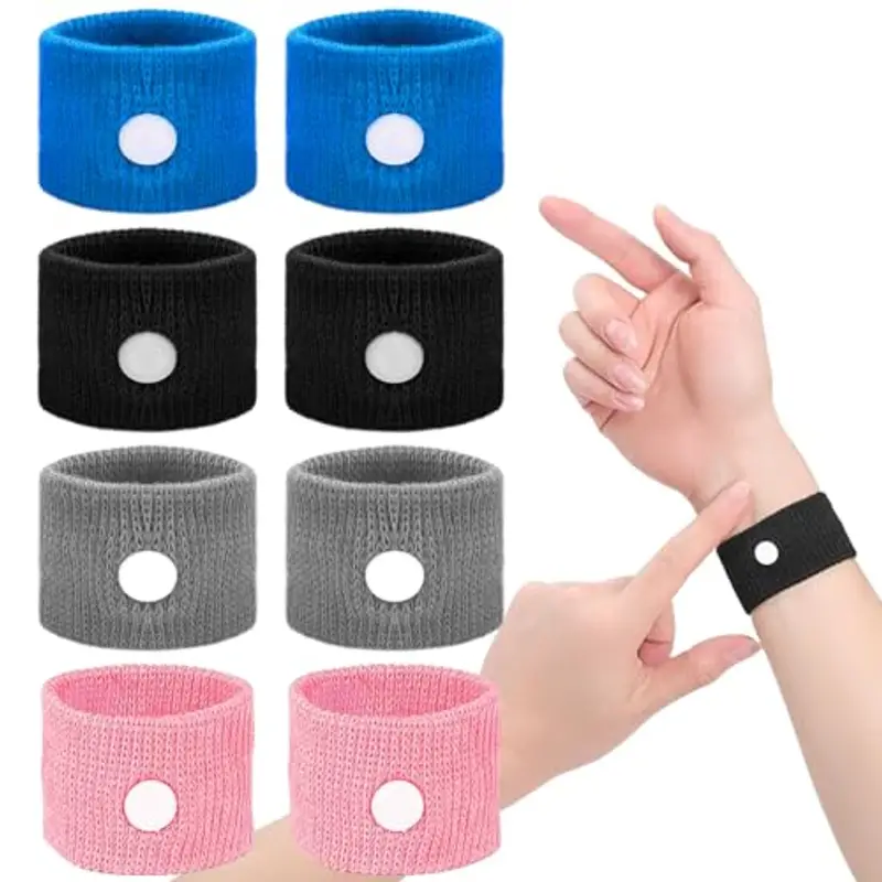 4 Paia Braccialetti Antinausea, Anti Nausea Digitopressione, Braccialetti Mal di Mare Bambini, Digitopressione Bracciale Anti-Nausea, Braccialetto per Cinetosi