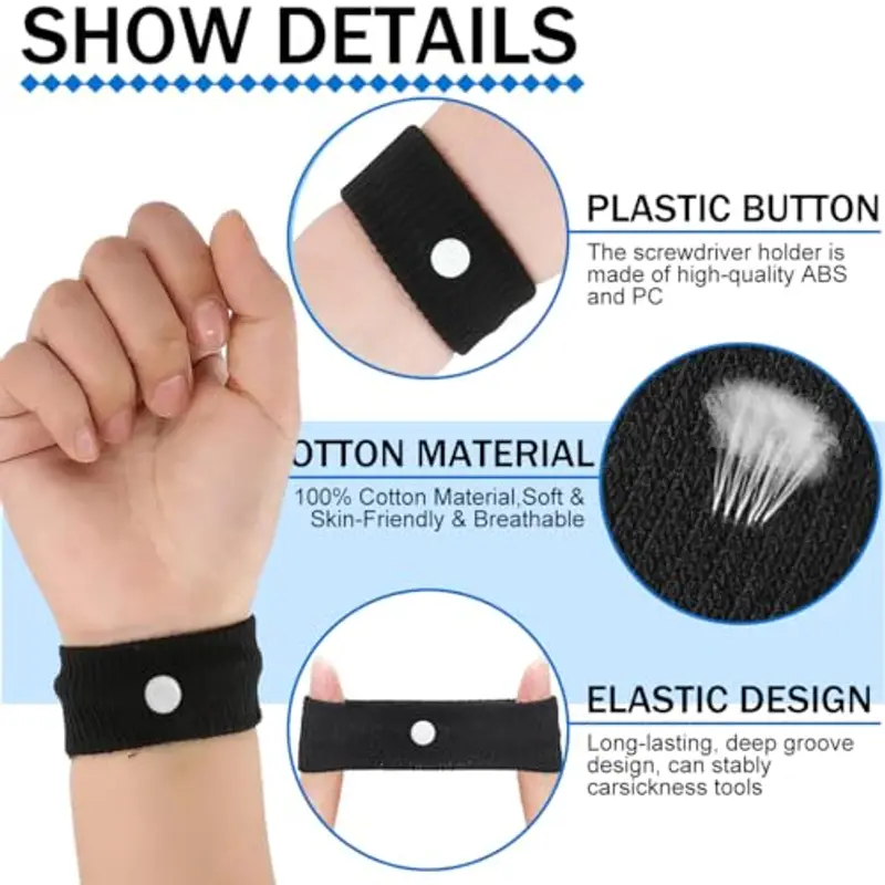 4 Paia Braccialetti Antinausea, Anti Nausea Digitopressione, Braccialetti Mal di Mare Bambini, Digitopressione Bracciale Anti-Nausea, Braccialetto per Cinetosi miniatura 3