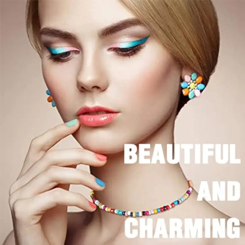 4 Pezzi Collana Surfer Girocollo di Perline Boho Gioielli in Vinile Africano, per Donne, Ragazze, Vacanza miniatura 3