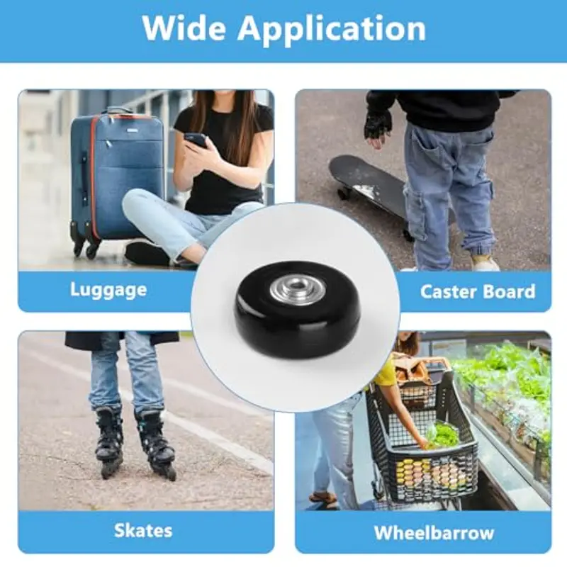 4 Pezzi Ruote di Ricambio per Valigie, Ruote per Valigia, 50x18mm Ruote Valigia Ricambio, Valigia Ruote di Ricambio di miniatura 3