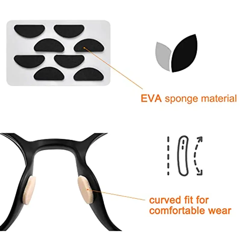 40 Paia Naselli per Occhiali, 1mm Naselli in Morbida Schiuma Spugna, Forma di D Naselli Autoadesivi Antiscivolo, Sottili Naselli per Occhiali, Occhiali da Sole. (Colore della Pelle, Nero) miniatura 3