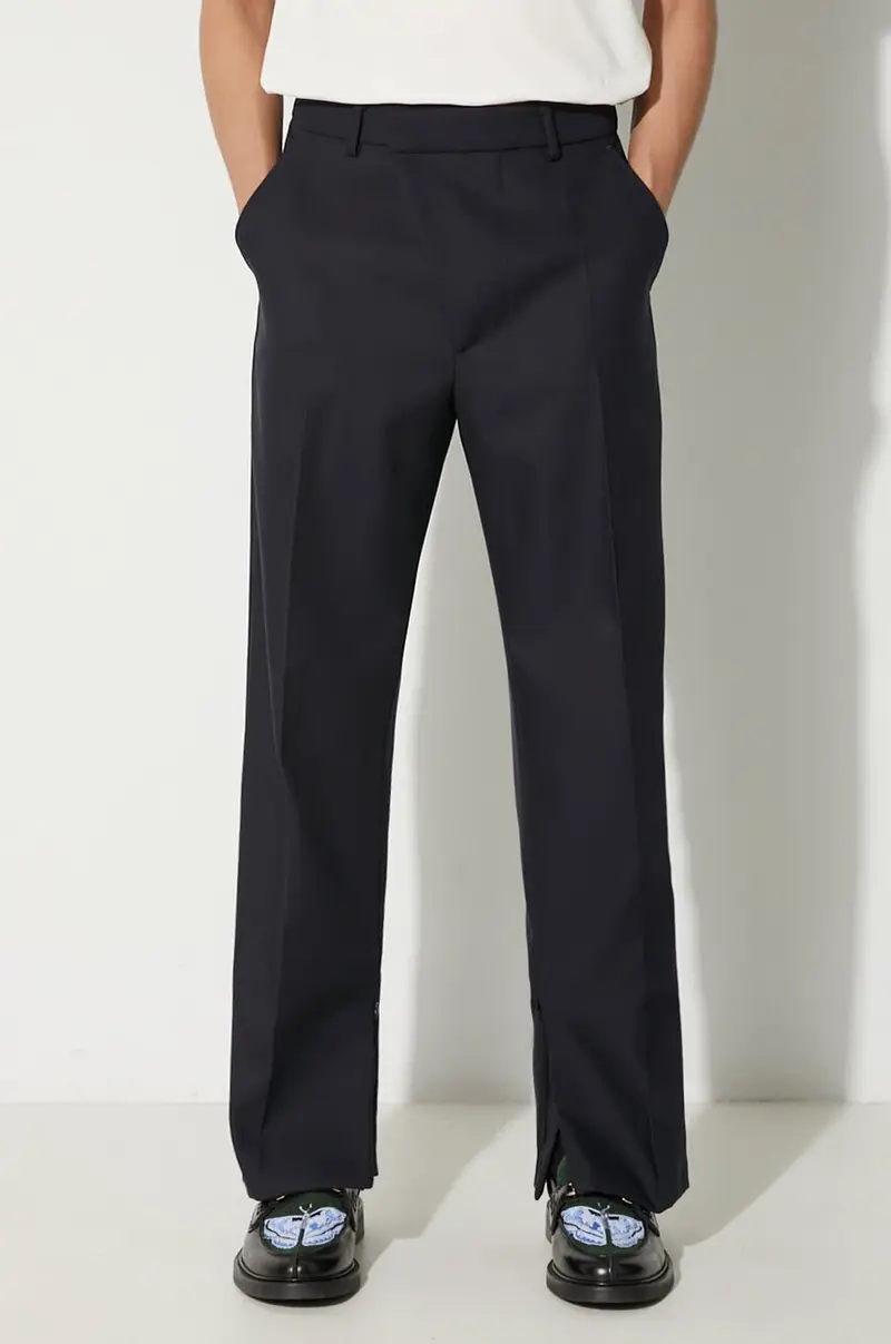 pantaloni in lana 35424P04 236507 Blu navy