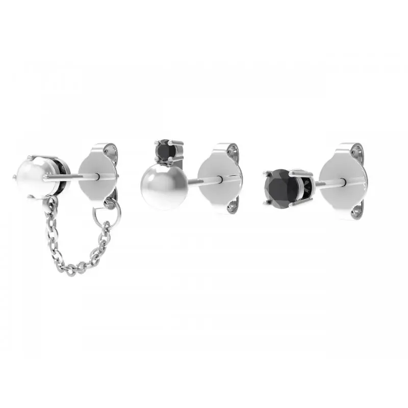 Orecchini Donna Argento 925 4Us Cesare Paciotti Tris Punto Luce Zirconi 4Uor5745W