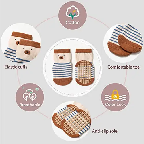 5 paia di calzini antiscivolo per bambini, calzini con impugnature per bambini e bambine miniatura 2
