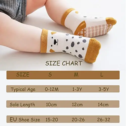 5 paia di calzini antiscivolo per bambini, calzini con impugnature per bambini e bambine miniatura 3
