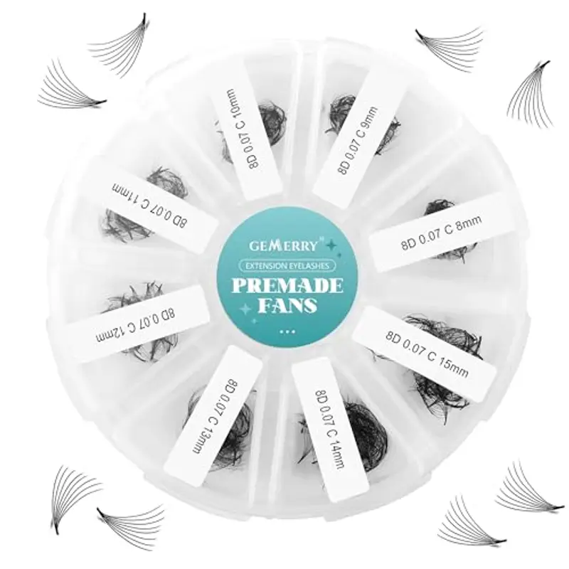 500PCS GEMERRY Extension Ciglia Ciuffi 8D 0.07mm Curvatura C 8-15mm Volume Russo Ciglia Extension Professionale