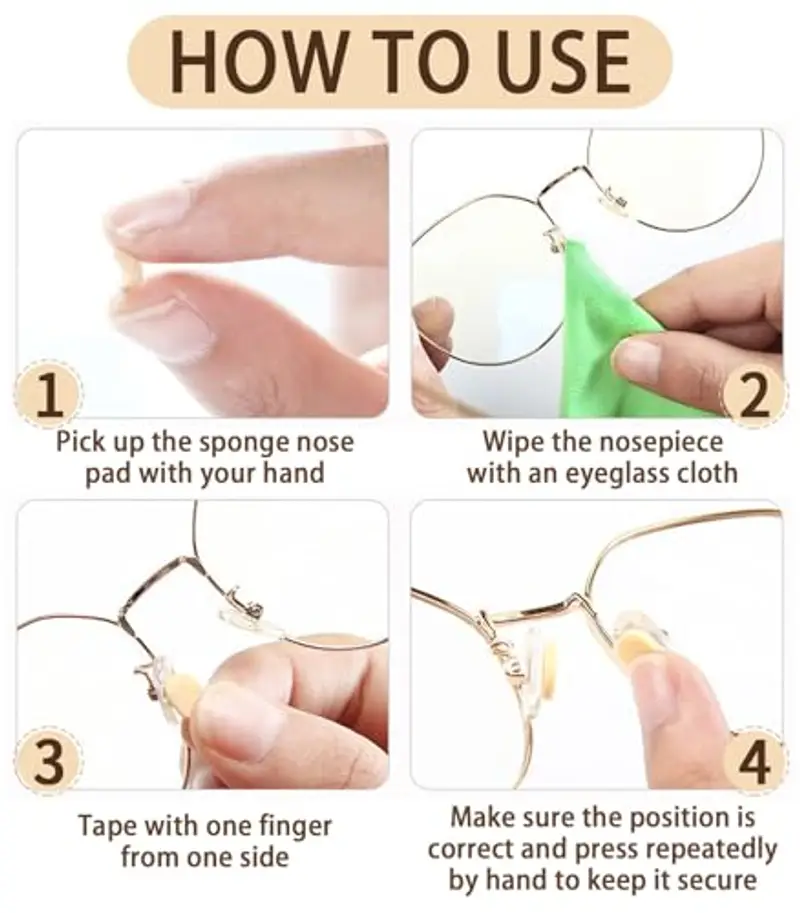 52 Paia Naselli per Occhiali, Cuscinetto per Naso in Spugna, Naselli in Schiuma Morbida, Antiscivolo Naselli Autoadesivi, Adesivi per il Naso per Occhiali in Spugna, 1.5 mm, Colore Della Pelle miniatura 3