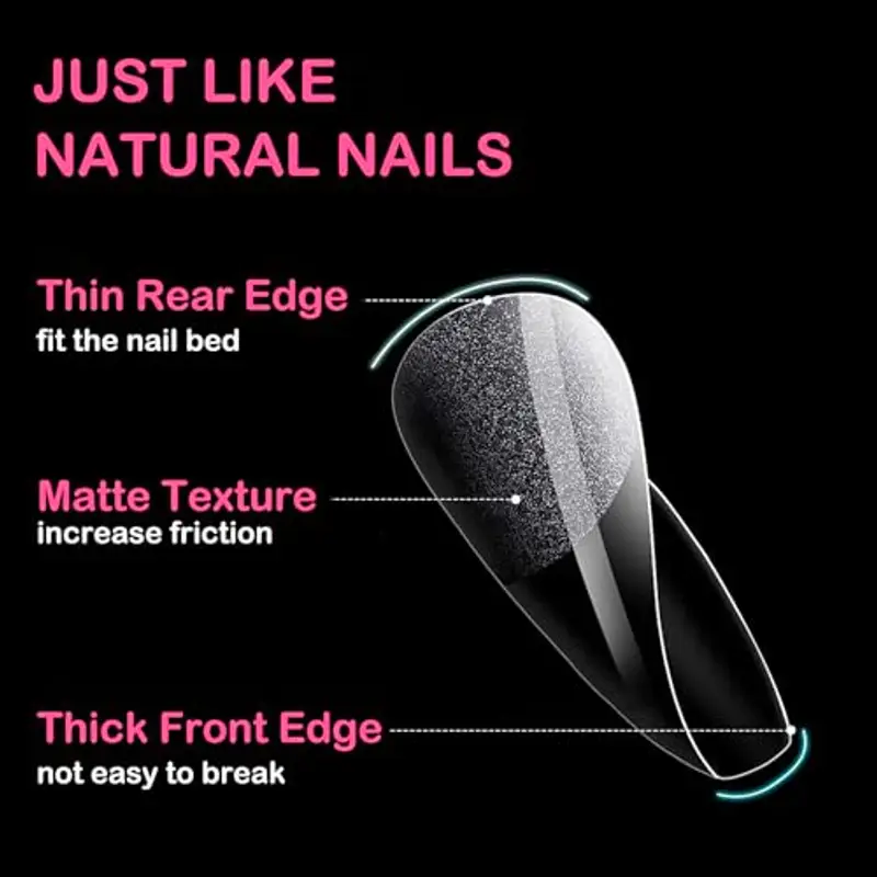 550 Pezzi Tip in Gel Unghie, 11 Taglie Tip Unghie Ricostruzione, Unghie Finte Copertura Completa, Gel Tips Unghie Quadrate per Salone Manicure, Nail Art Principiante miniatura 3