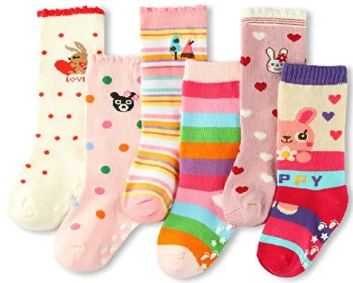 6 Paia Bambine e Ragazze Calzini Antiscivolo Calzini Cotone, Ragazze Calzini Antiscivolo per Bambine Piccola miniatura 2