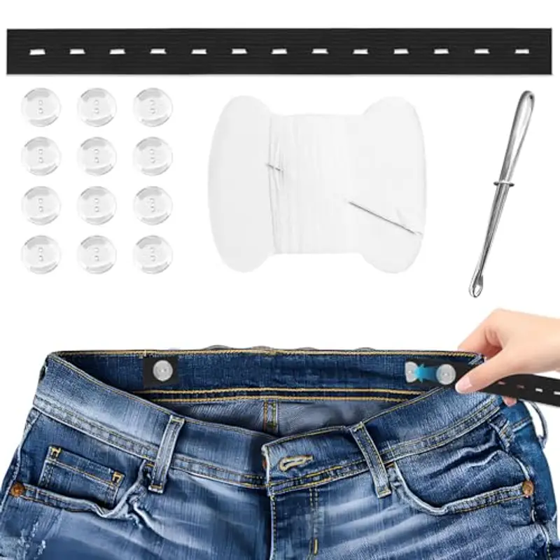 HINGTAI - Cintura Elastica Vita e Bottoni Nero