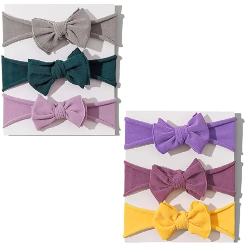 6 pezzi Fasce per capelli per neonati, Fasce per neonati per ragazze Fiocchi per bambina Fasce per capelli in nylon per