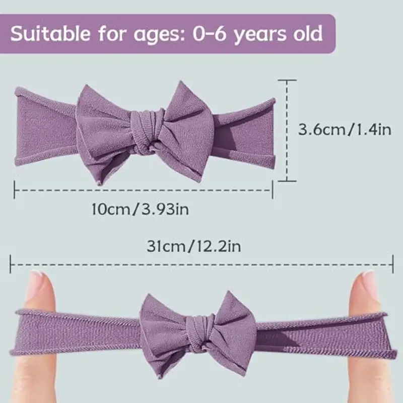 6 pezzi Fasce per capelli per neonati, Fasce per neonati per ragazze Fiocchi per bambina Fasce per capelli in nylon per miniatura 2