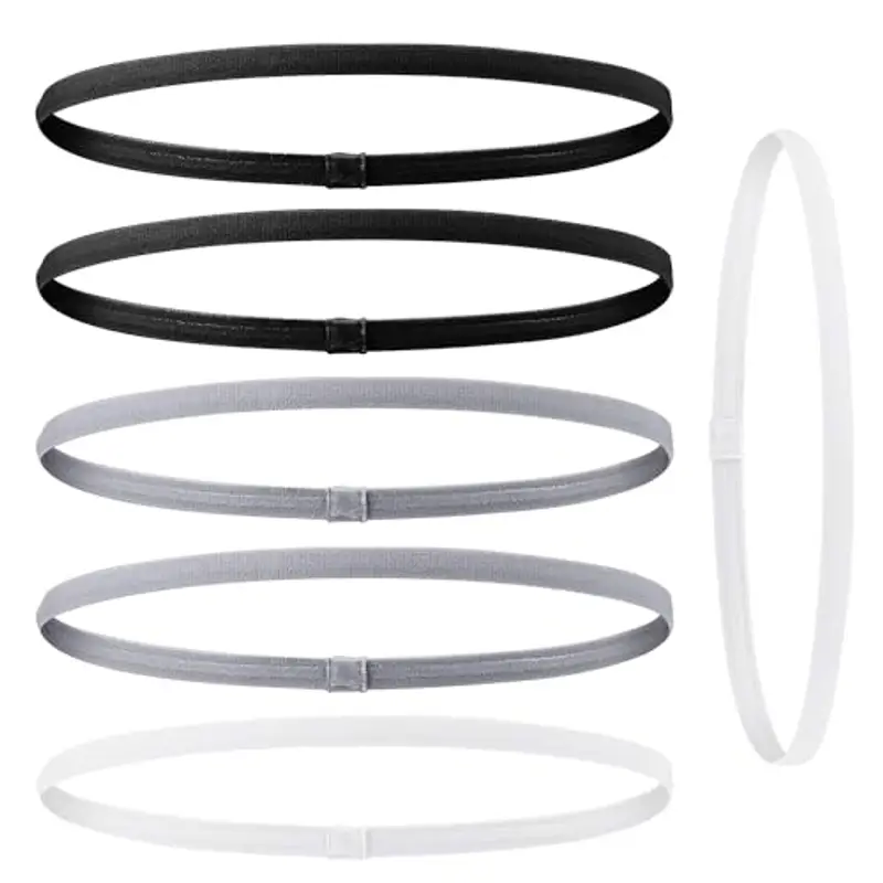 SPORTIVA Set 6 Fascia Capelli Antiscivolo - Nero, Grigio, Bianco